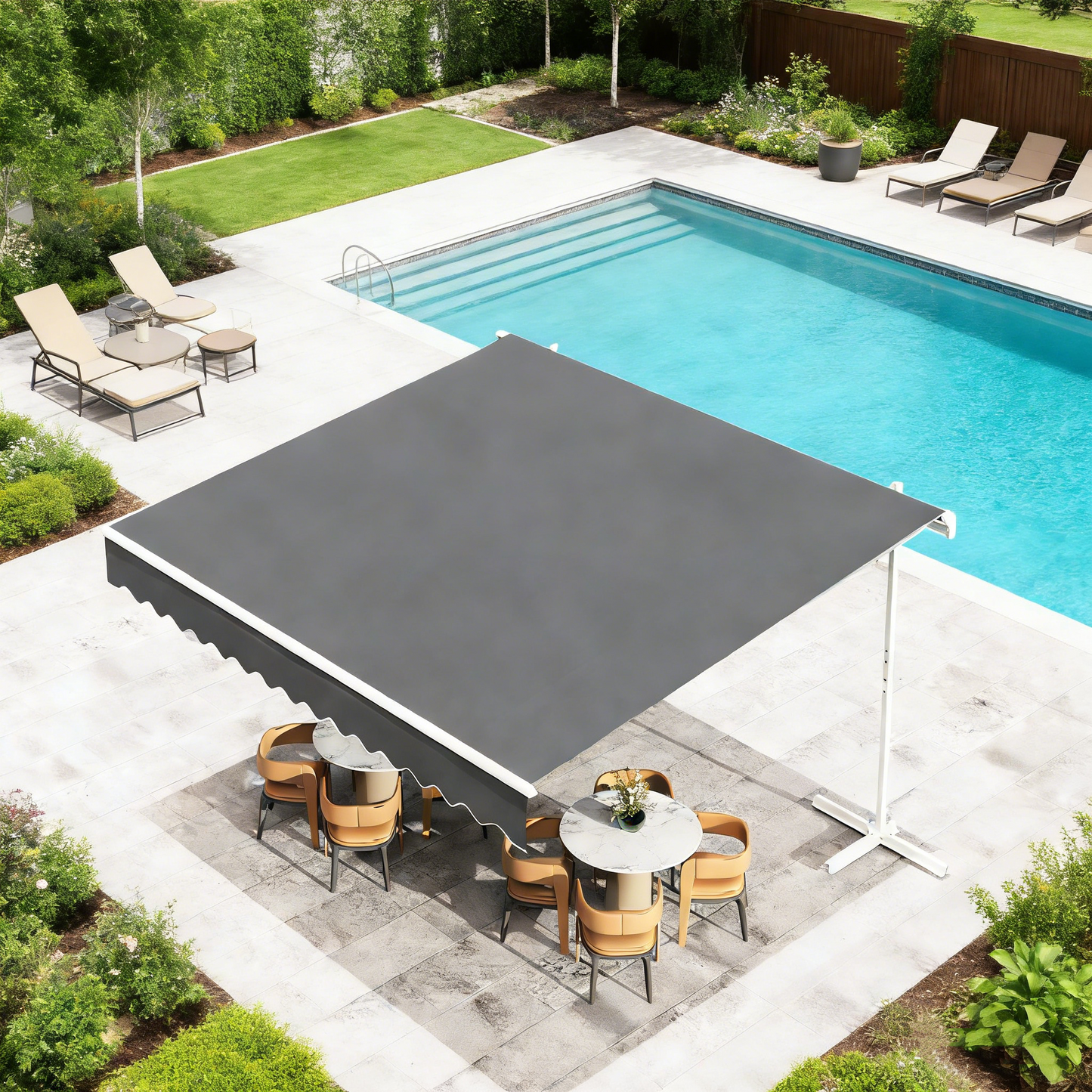 YODOLLA 13'x10' Single Side Free Standing Retractable Awning, Dark Gray