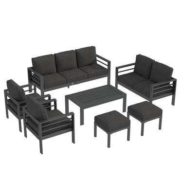 YODOLLA 7 Pieces Aluminum Patio Furniture Set, Dark Gray