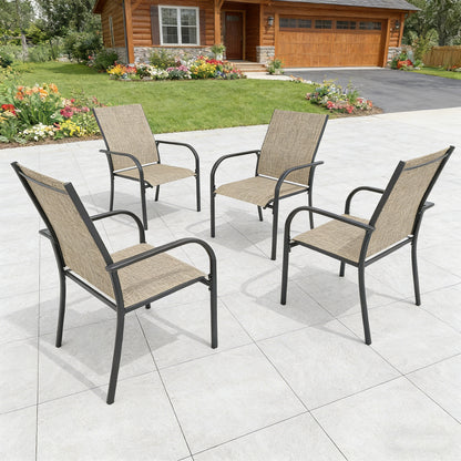 YODOLLA Patio Dining Chairs Set for 4, Stackable Textilene Patio Chairs