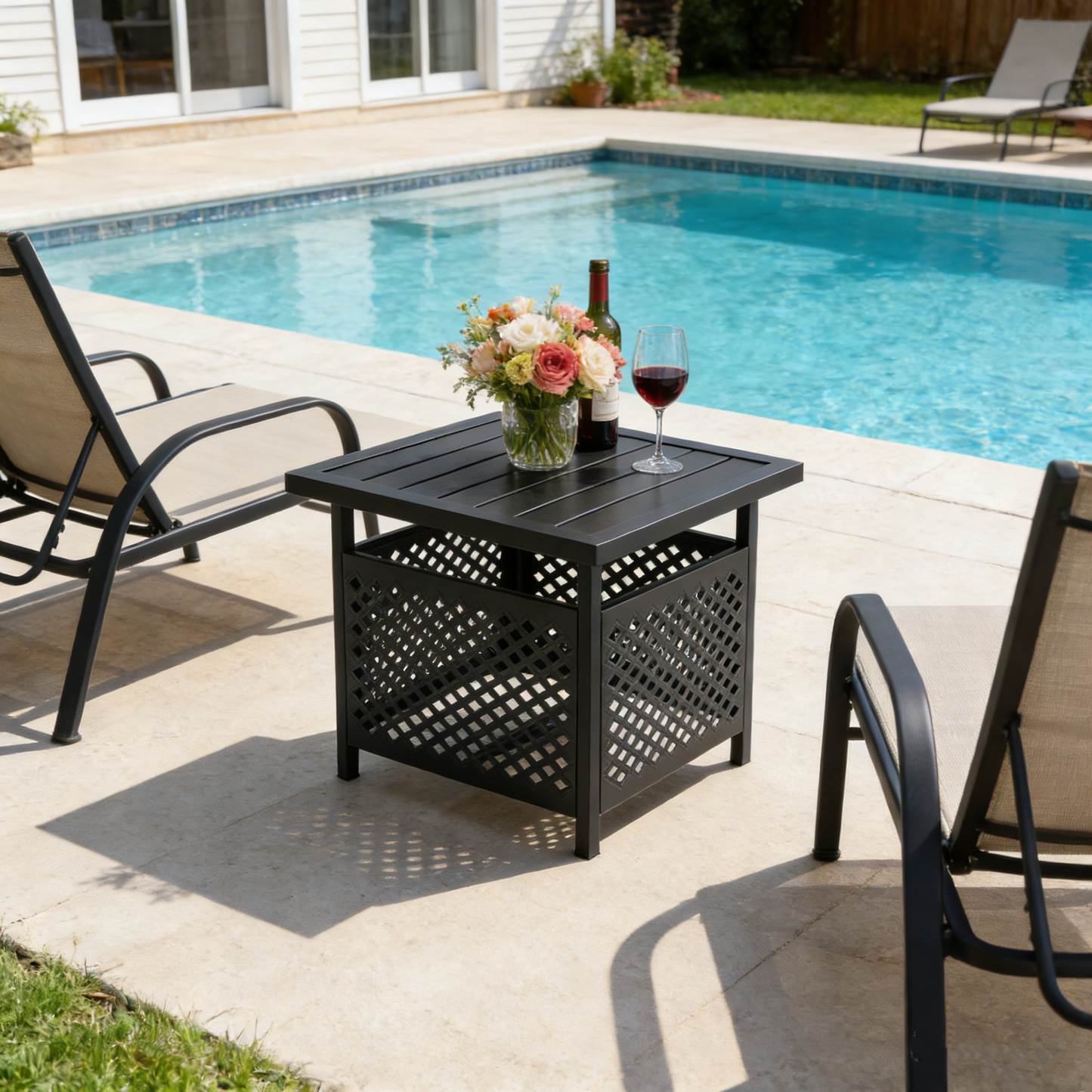 YODOLLA Metal Umbrella Table with 1.58" Hole