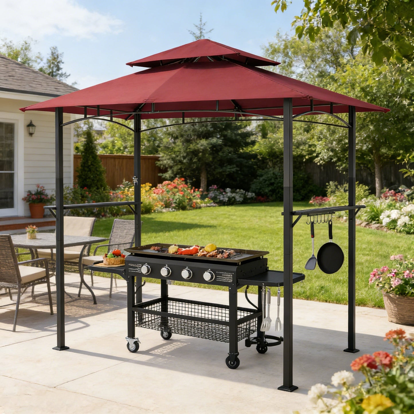YODOLLA 8' x 5' Grill Gazebo, Wine Red