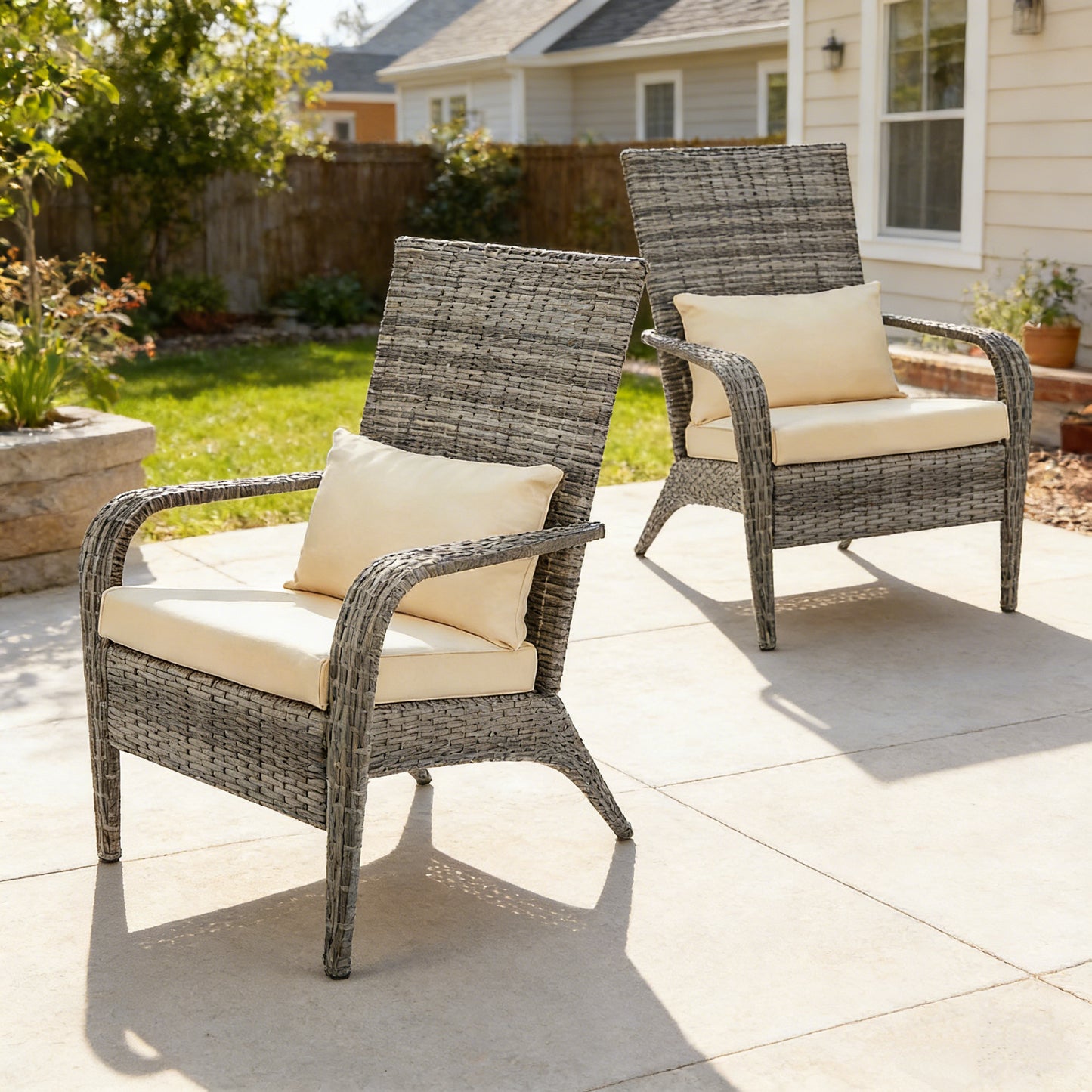 YODOLLA 2 PCS Patio Adirondack Wicker Chair, Grey