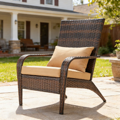 YODOLLA Patio Adirondack Wicker Chair, Brown