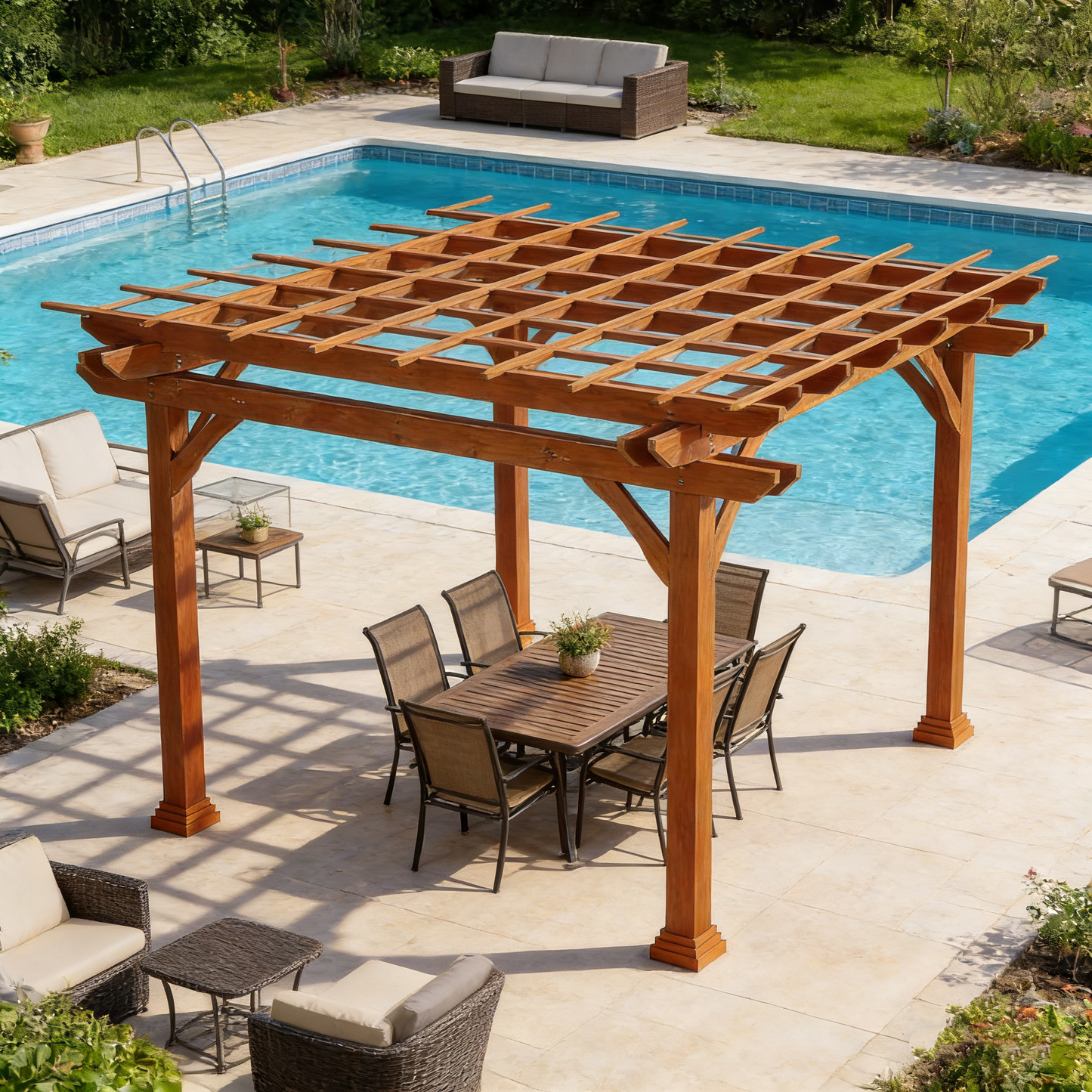 YODOLLA Wood Pergola 12'x10' Cedar Wood Gazebo