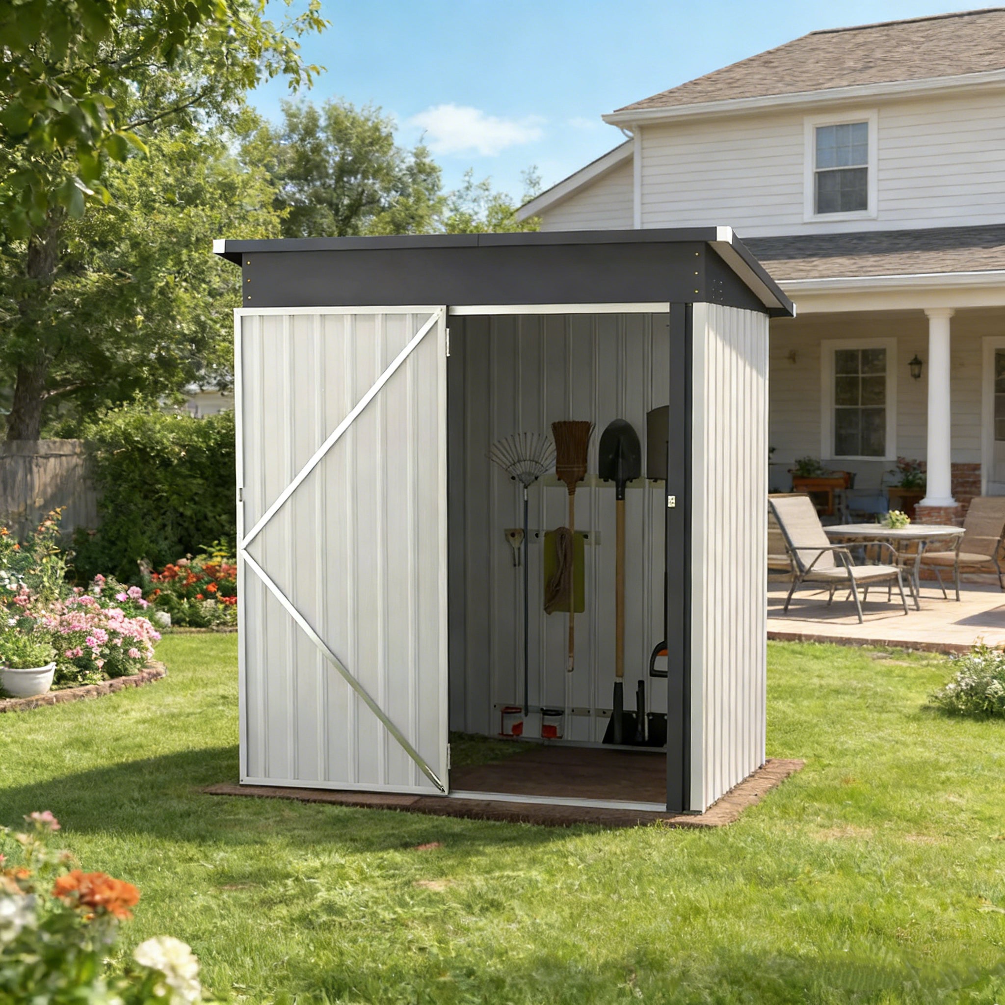 YODOLLA 5x3 Outdoor Storage Shed, White – Spacious, Durable