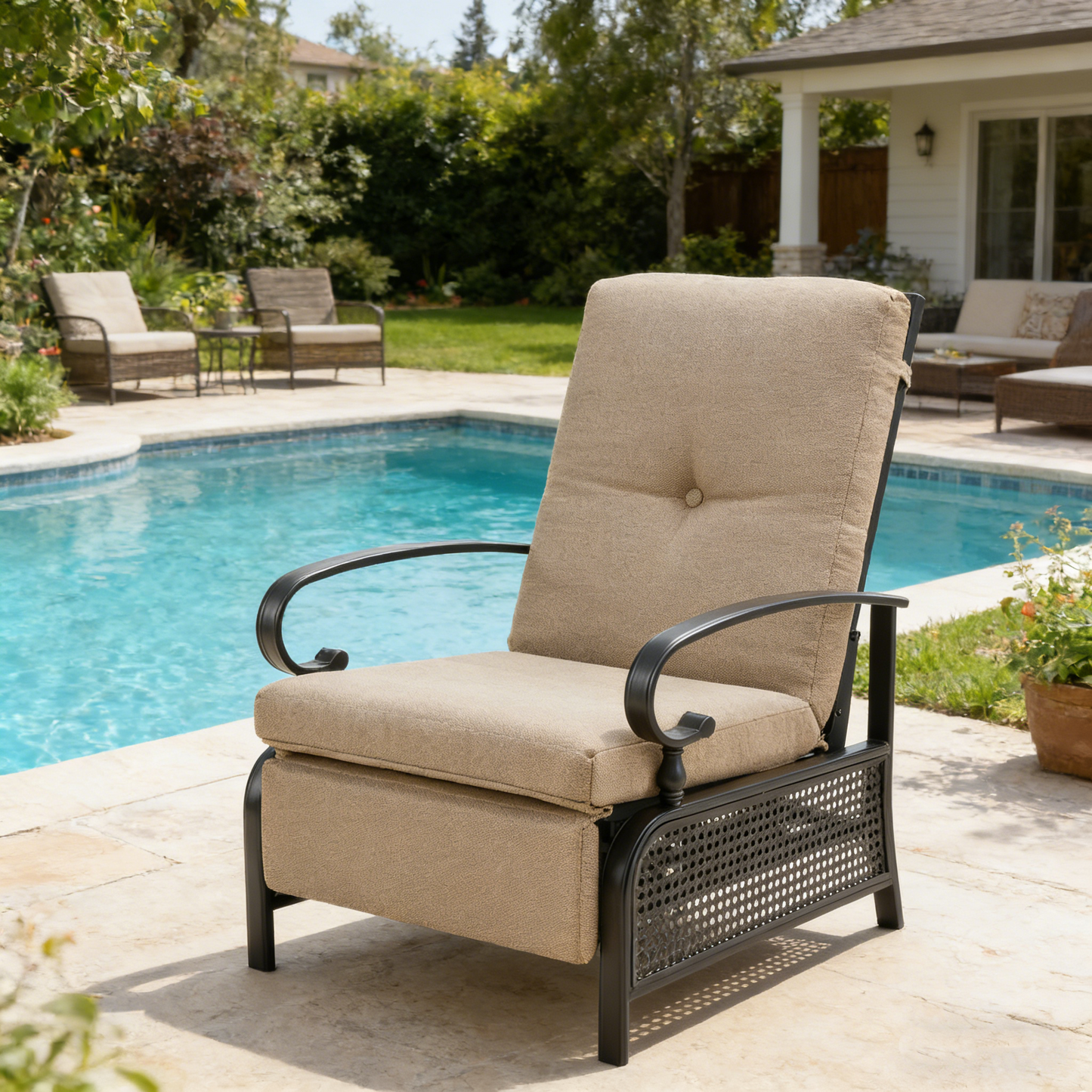YODOLLA Outdoor Recliner Chair with Olefin Cushions