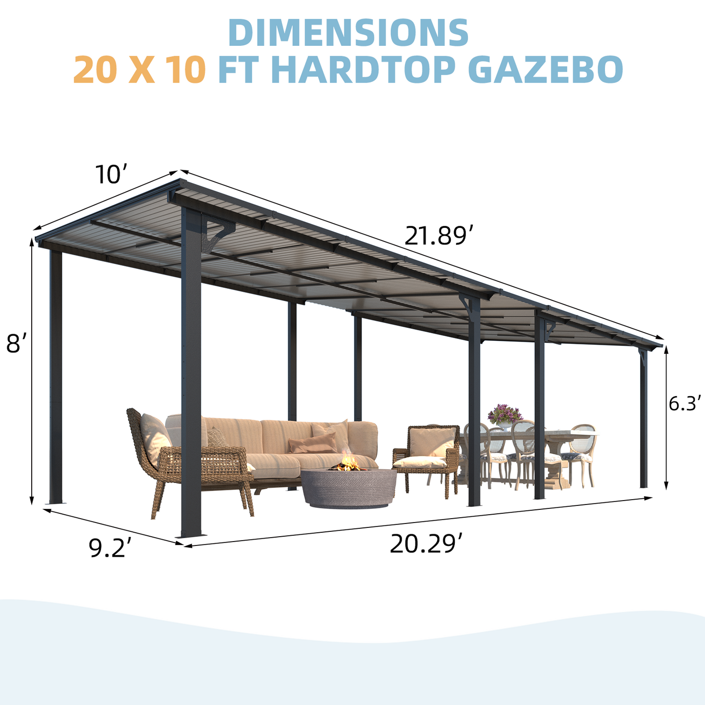 YODOLLA 8'/10'/12' Wide Wall-Mounted Gazebo Pergola Connector