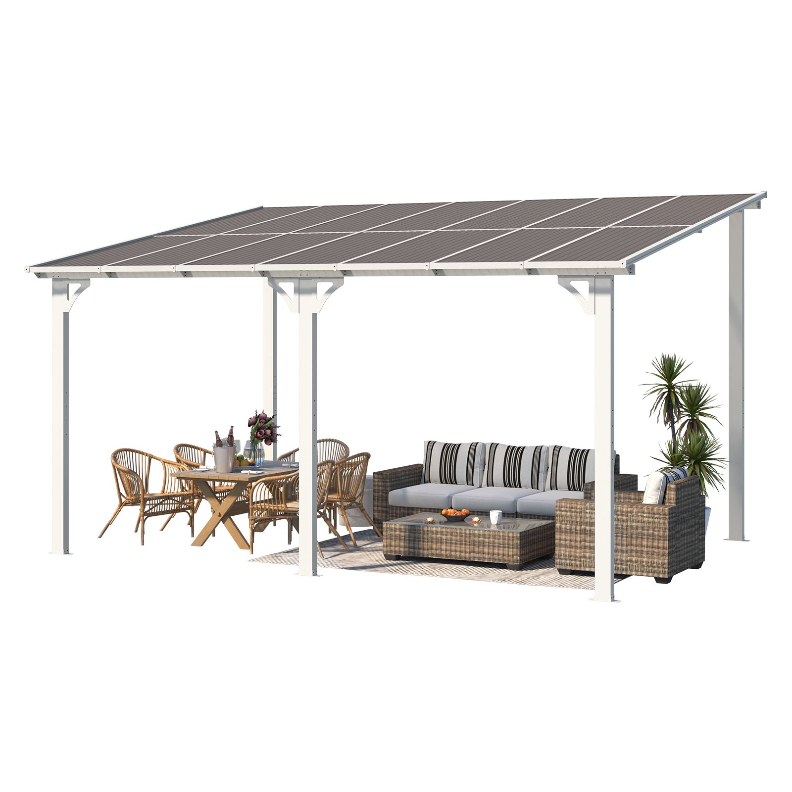 YODOLLA 10x14 Wall Mounted White Gazebo