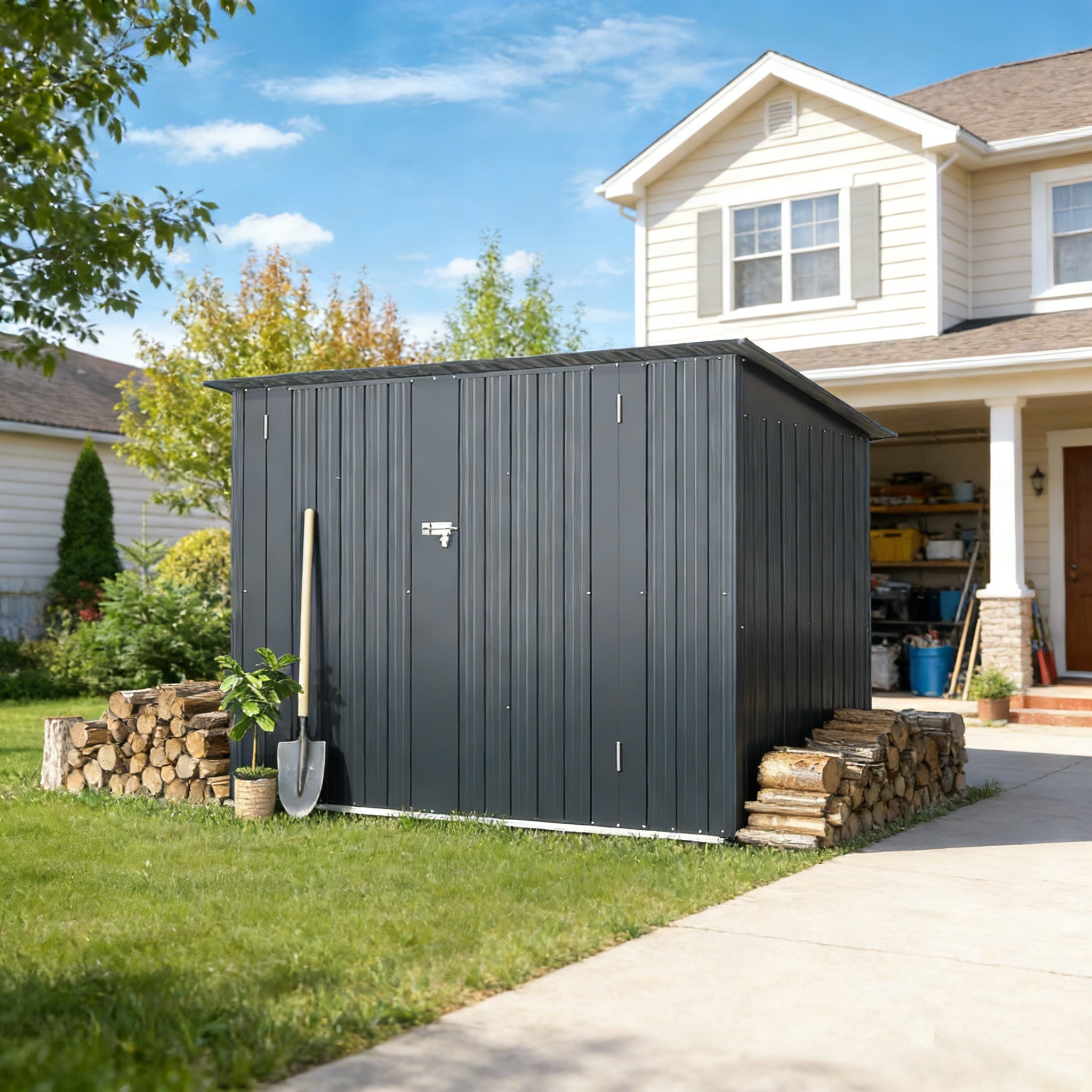 YODOLLA 7x3 Small Metal Shed for Garden & Yard - Sturdy, Weather
