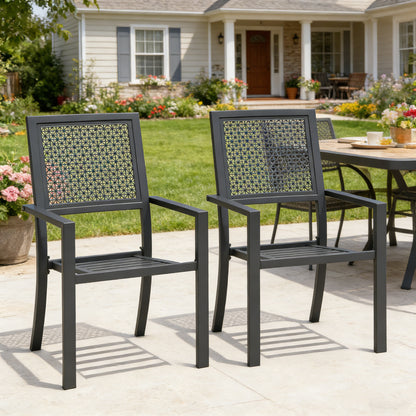 YODOLLA Outdoor Metal Dining Chairs, Set of 2