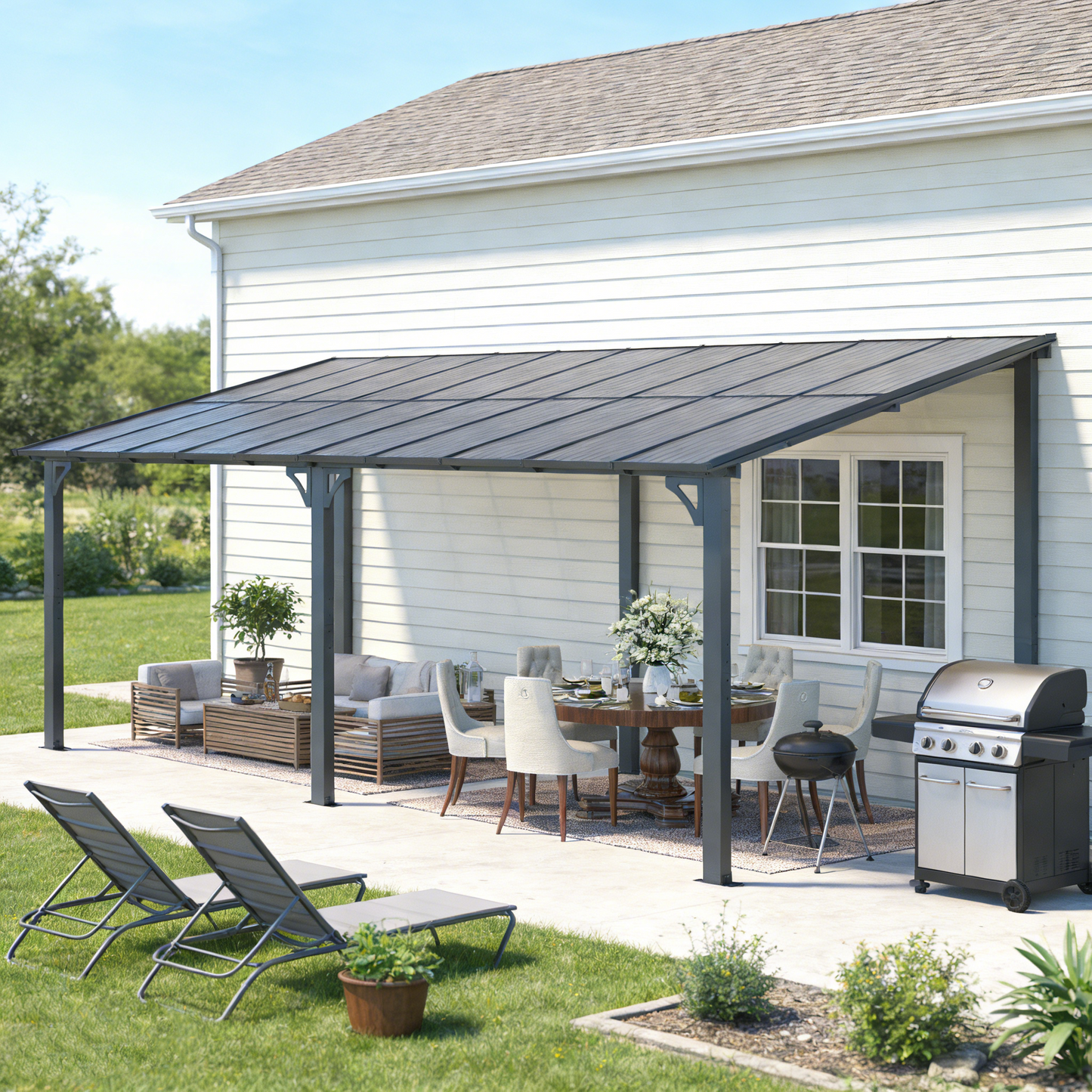 YODOLLA 20' x 8' Gazebo Outdoor Pergola, Dark Grey