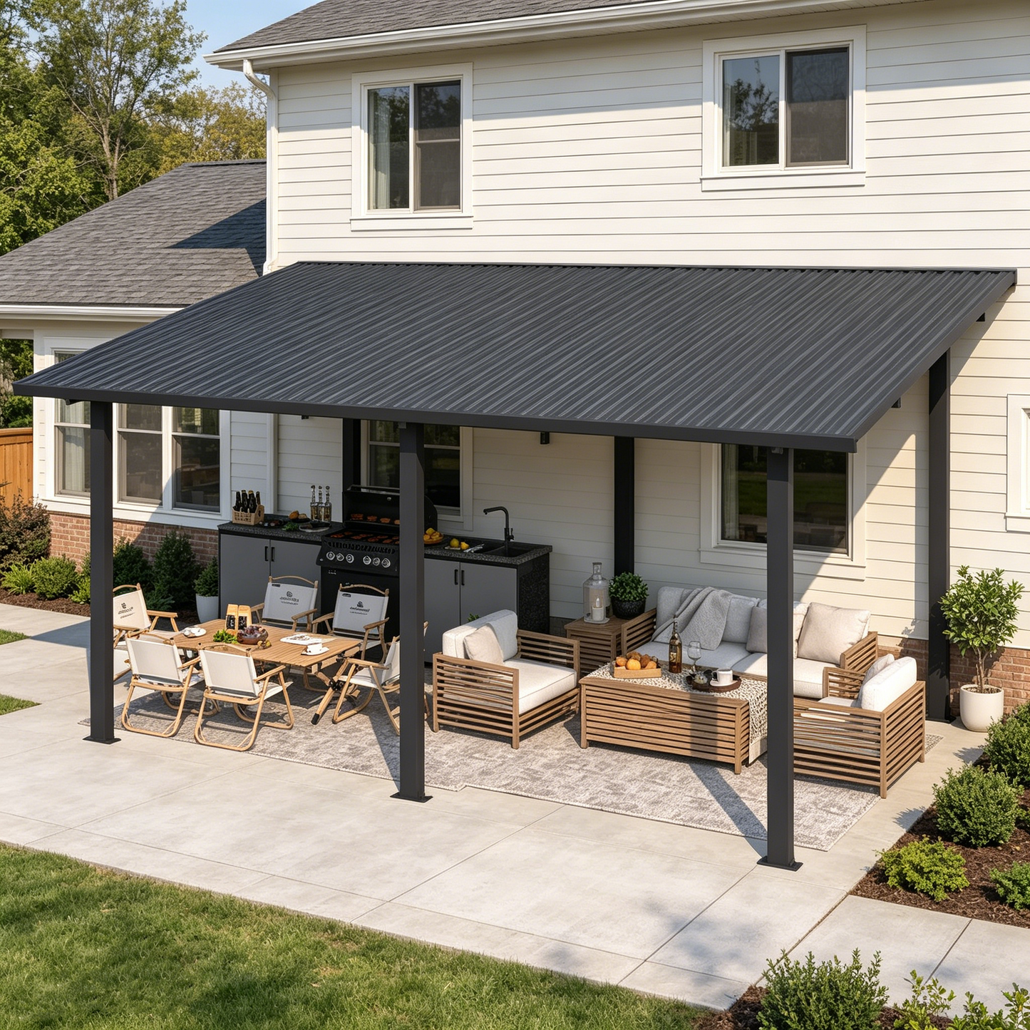 YODOLLA 16' x 10' Outdoor Lean to Hardtop Gazebo for Patio