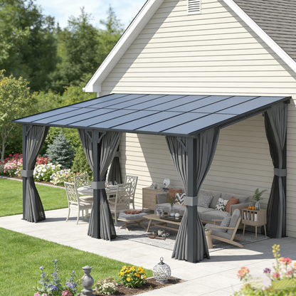 YODOLLA 16' x 10' Gazebo Outdoor Pergola for Patio with Curtains and Netting