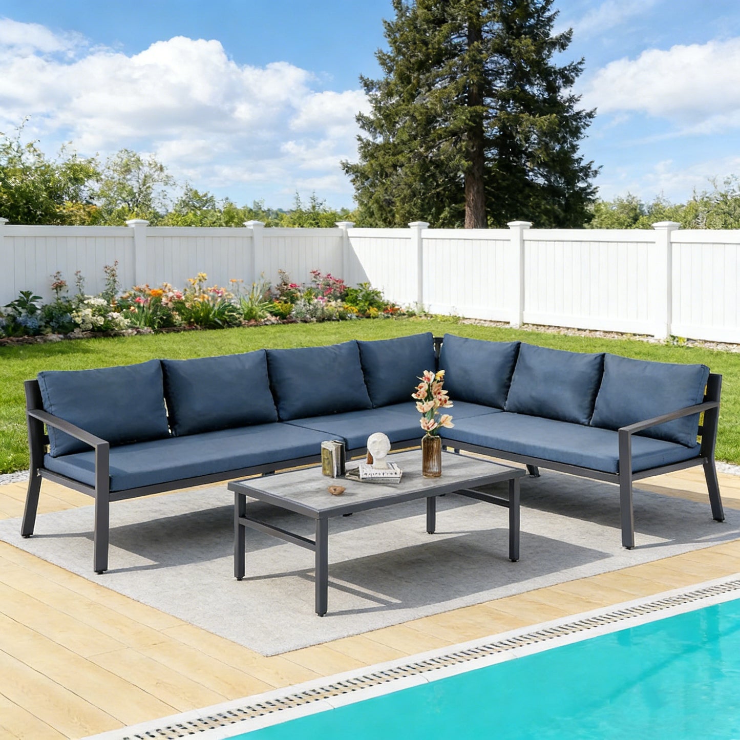 YODOLLA Metal Patio Sofa Set w/ Cushions