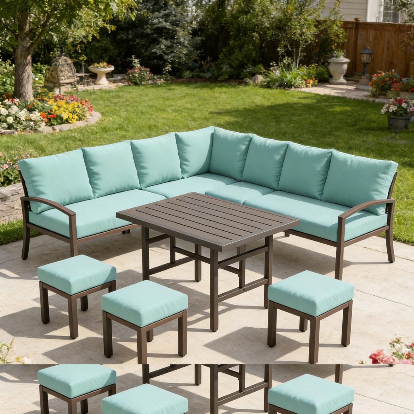 YODOLLA 7 Pieces Metal Patio Furniture Set, Green