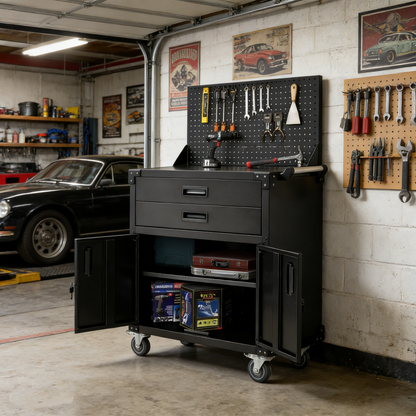 YODOLLA Rolling Tool Chest with Wheels 2 Drawers, Black