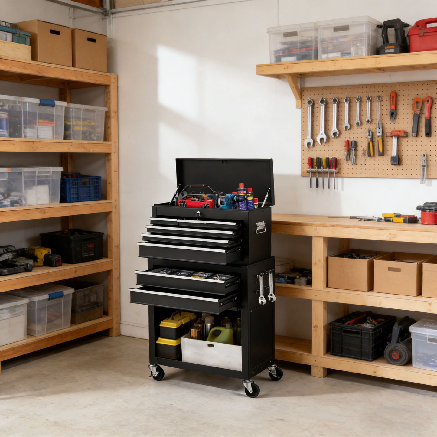 YODOLLA Rolling Tool Chest with Wheels, Detachable Metal Tool Box with Drawers