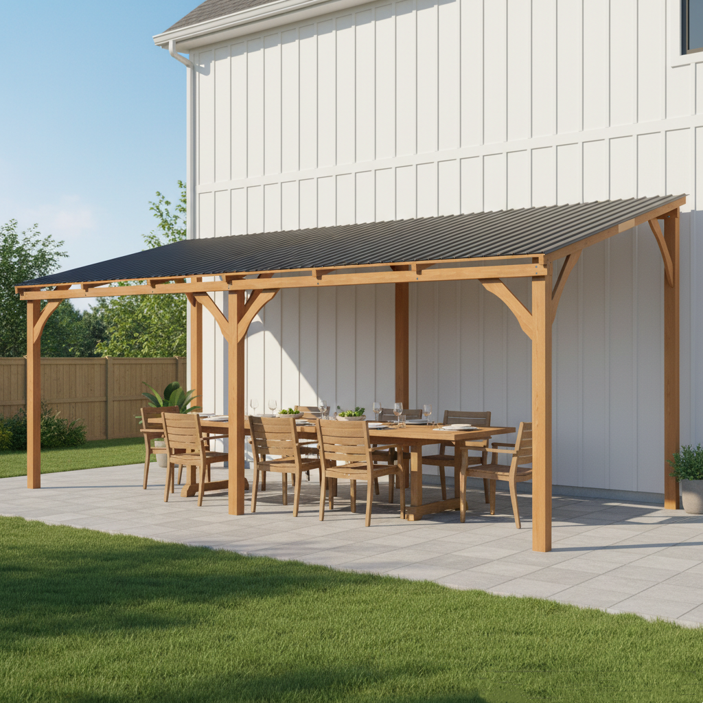 YODOLLA 20' x 10' Outdoor Wood Ceder Gazebo Lean to Hardtop Pergolas