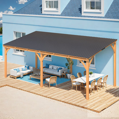 YODOLLA Outdoor Wooden Gazebo, Patio Lean to Hardtop Pergolas and Gazebos