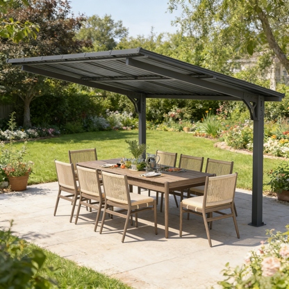 YODOLLA 12'x10' Freestanding Gazebo Outdoor Lean to Hardtop Metal Carport