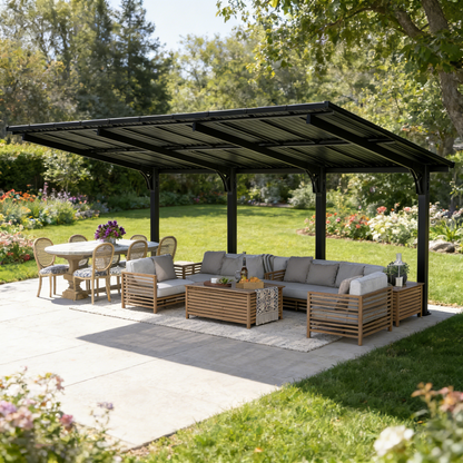 YODOLLA 20'x10' Freestanding Gazebo Outdoor Lean to Hardtop Metal Carport Pergolas