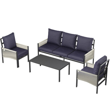 YODOLLA Aluminum Patio Furniture Set 5/4 Seats Outdoor Sectional Couch