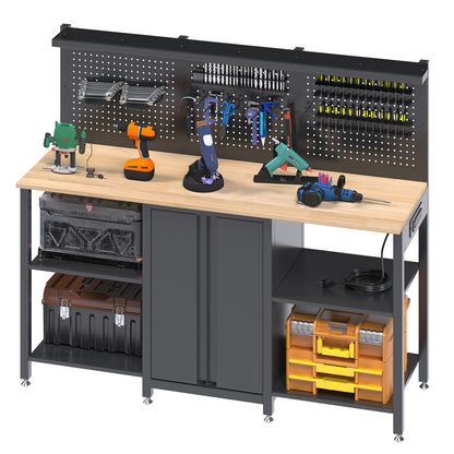 YODOLLA Garage Cabinet Storage System 2000LBS Heavy Duty Work Bench Table