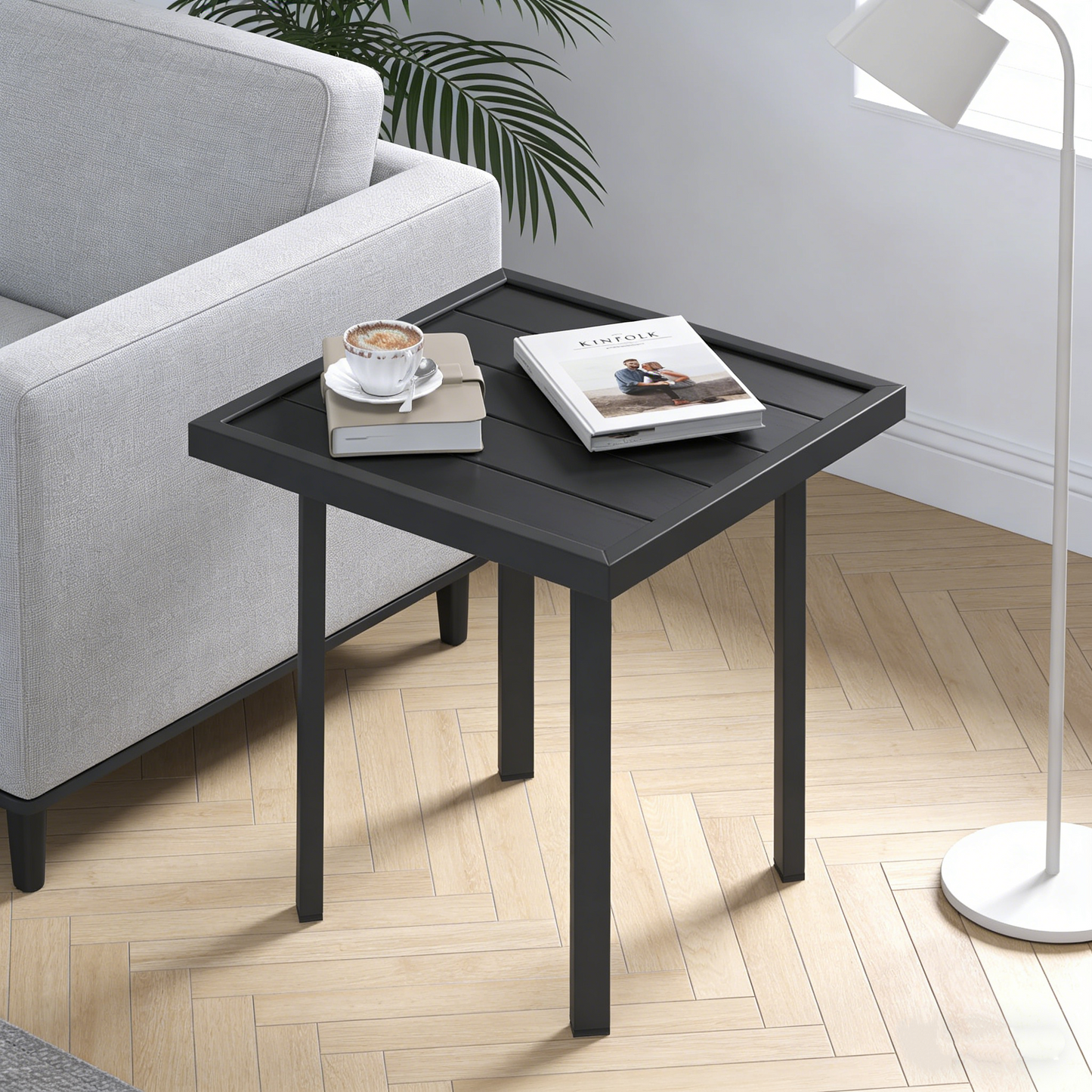 YODOLLA Square Outdoor Side Table Pool End Table, Metal  Easy Maintenance  (1pcs)
