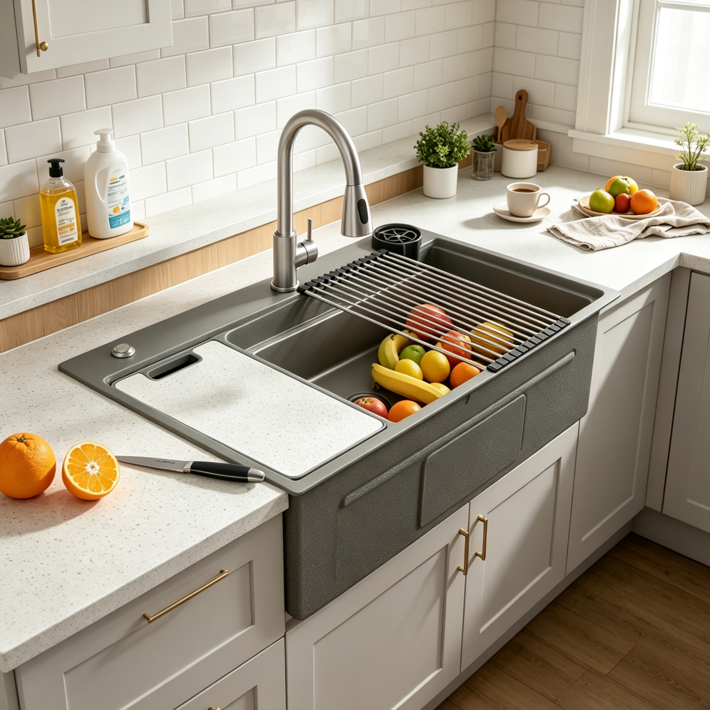 YODOLLA 33x19 In Drop-in/Topmount Kitchen Sink, Stainless Steel Workstation Sink