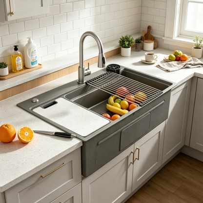 YODOLLA 33x19 In Drop-in/Topmount Kitchen Sink, Stainless Steel Workstation Sink