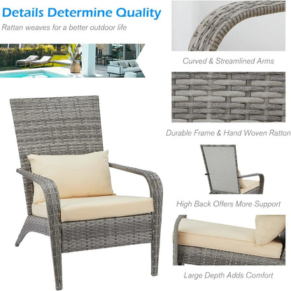 YODOLLA Patio Adirondack Wicker Chair, Grey