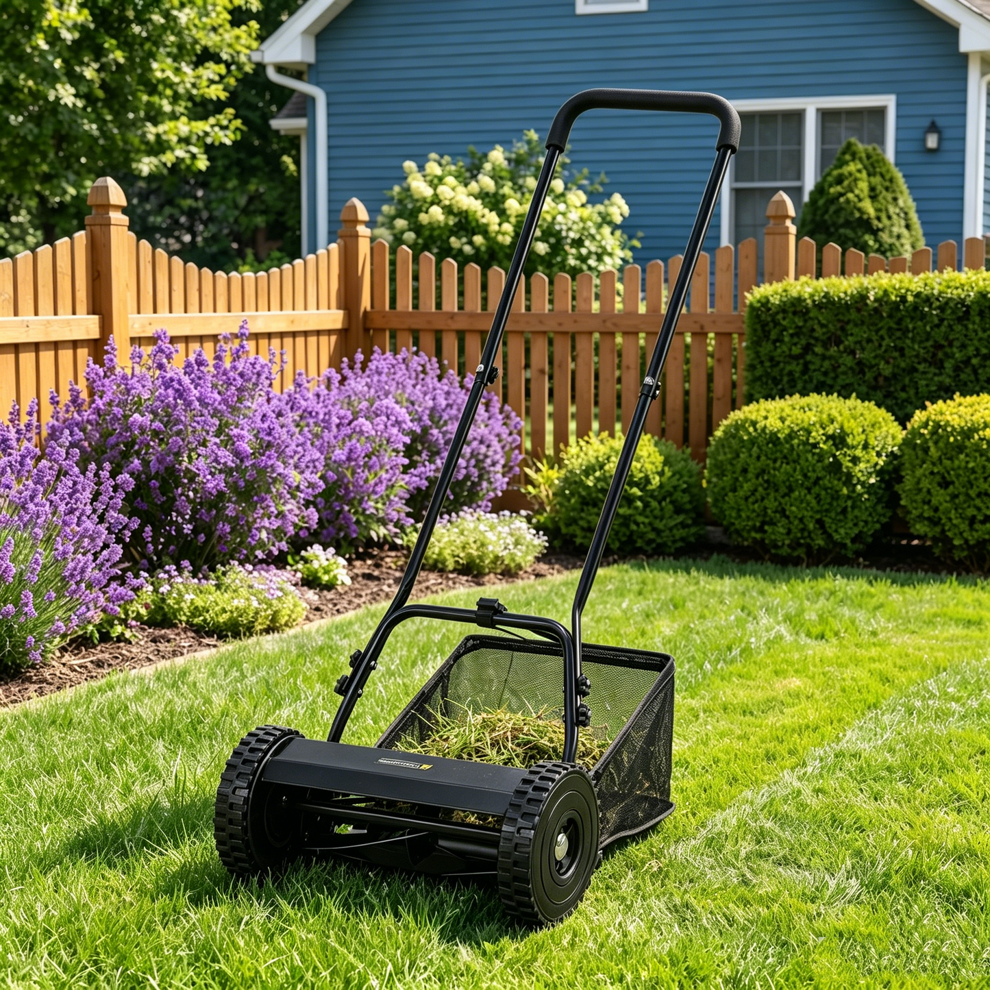 YODOLLA 18-Inch Manual Lawn Mower, 5 Blades Push Reel Lawn Mower