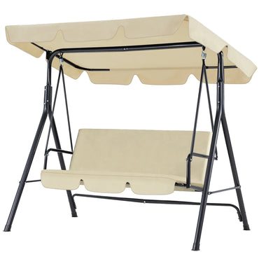 YODOLLA 3-Seat Outdoor Patio Swing with Canopy, Beige