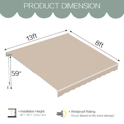 YODOLLA 13'x8' Retractable Awning Cover Sun Shade Shelter