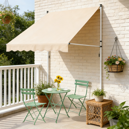 YODOLLA 59”×47” Manual Retractable Awning, Beige
