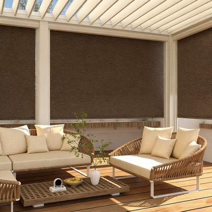 YODOLLA Mocha Outdoor Roller Shade, 220GSM HDPE Cordless Blinds, 99% UV Protection