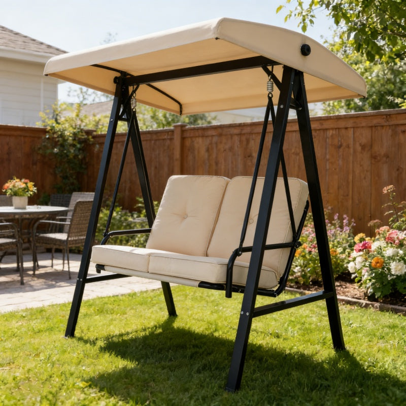 YODOLLA Patio Swing Chair 2-Seat for Adult, Beige