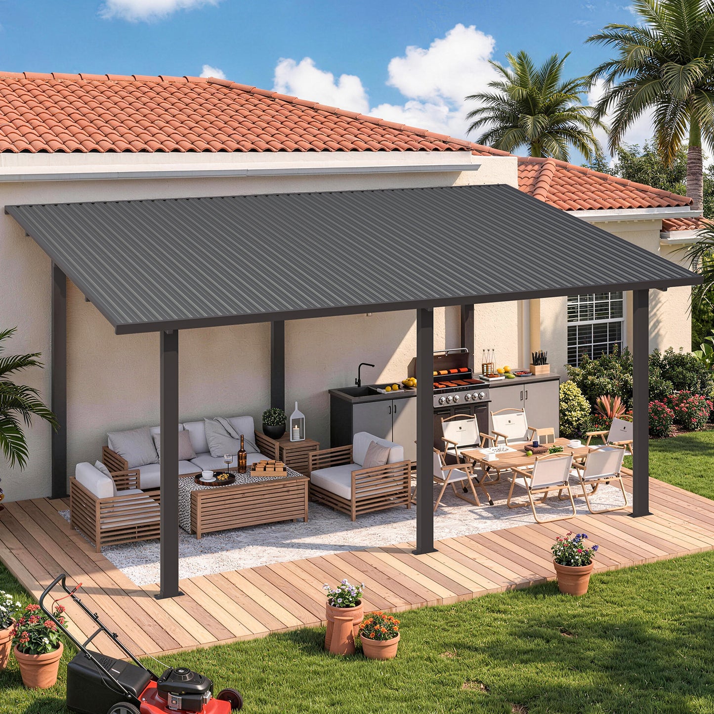 YODOLLA 16' x 10' Outdoor Lean to Hardtop Gazebo for Patio