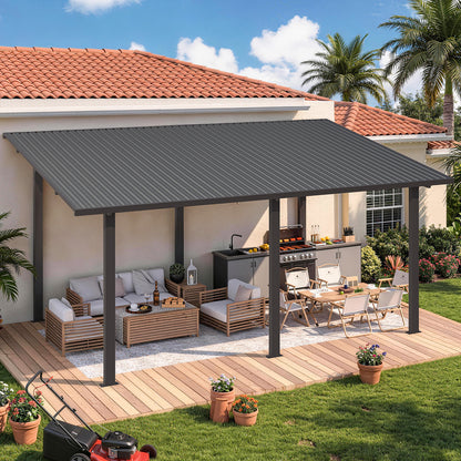 YODOLLA 16' x 10' Outdoor Lean to Hardtop Gazebo for Patio