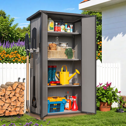 YODOLLA Waterproof Tall Resin Outdoor Storage Cabinet with Adjustable Shelves