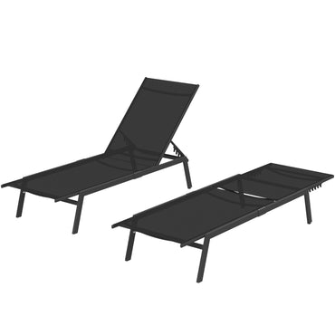 YODOLLA 2 PCS Curved Design Pool Lounge Chairs, Black
