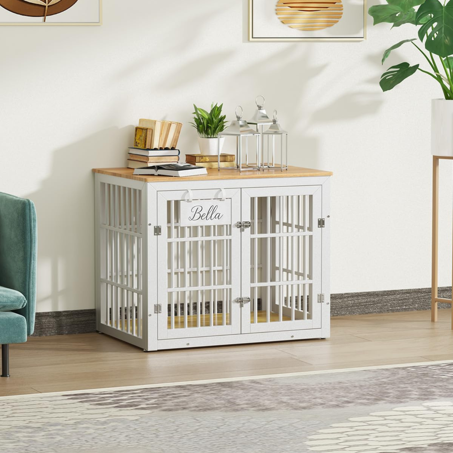 YODOLLA 46'' Dog Crate Furniture for XX-Large Dogs, White