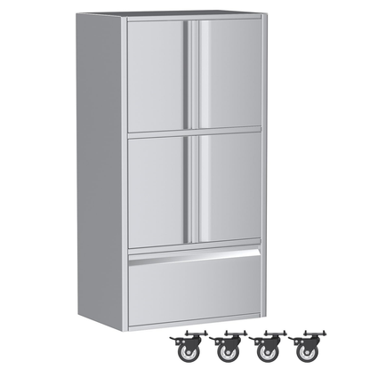 YODOLLA 58.3" Stainless Steel Storage Cabinet Tall Kitchen Pantry Cabinet