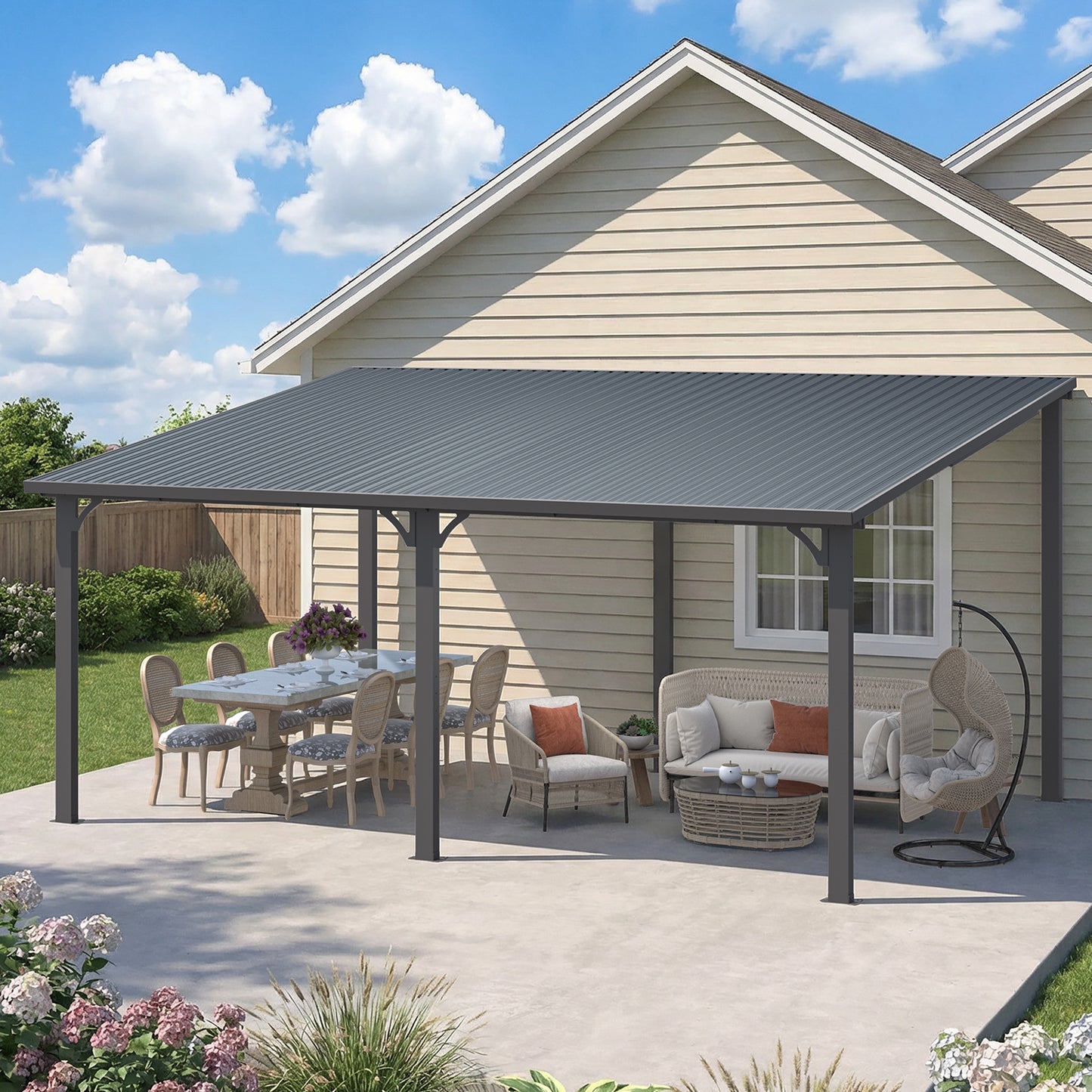 YODOLLA 16' x 12' Outdoor Pergola Hardtop Gazebo