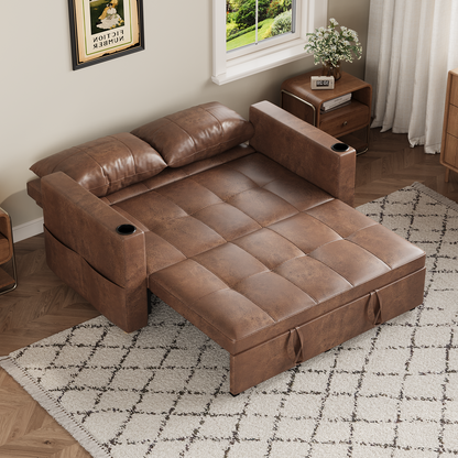 YODOLLA Sleeper Chair Bed, 63" Extra Wide Convertible Sofa Bed for Adults, Brown