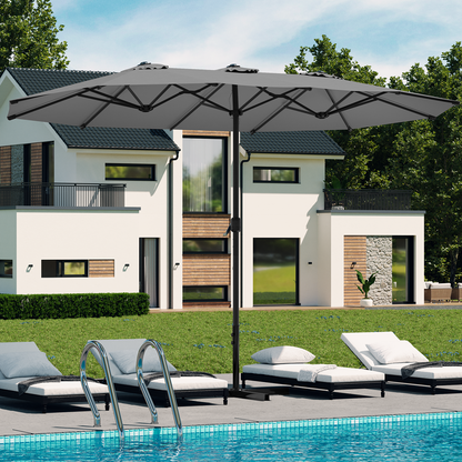 YODOLLA 15x9ft Double-Sided Patio Umbrella, Dark Grey