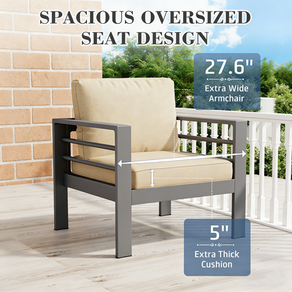 YODOLLA Aluminum Patio Furniture Set, 5 Seats with Coffee Table