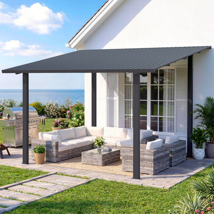 YODOLLA 12' x 10' Outdoor Hardtop Lean to Gazebo for Patio