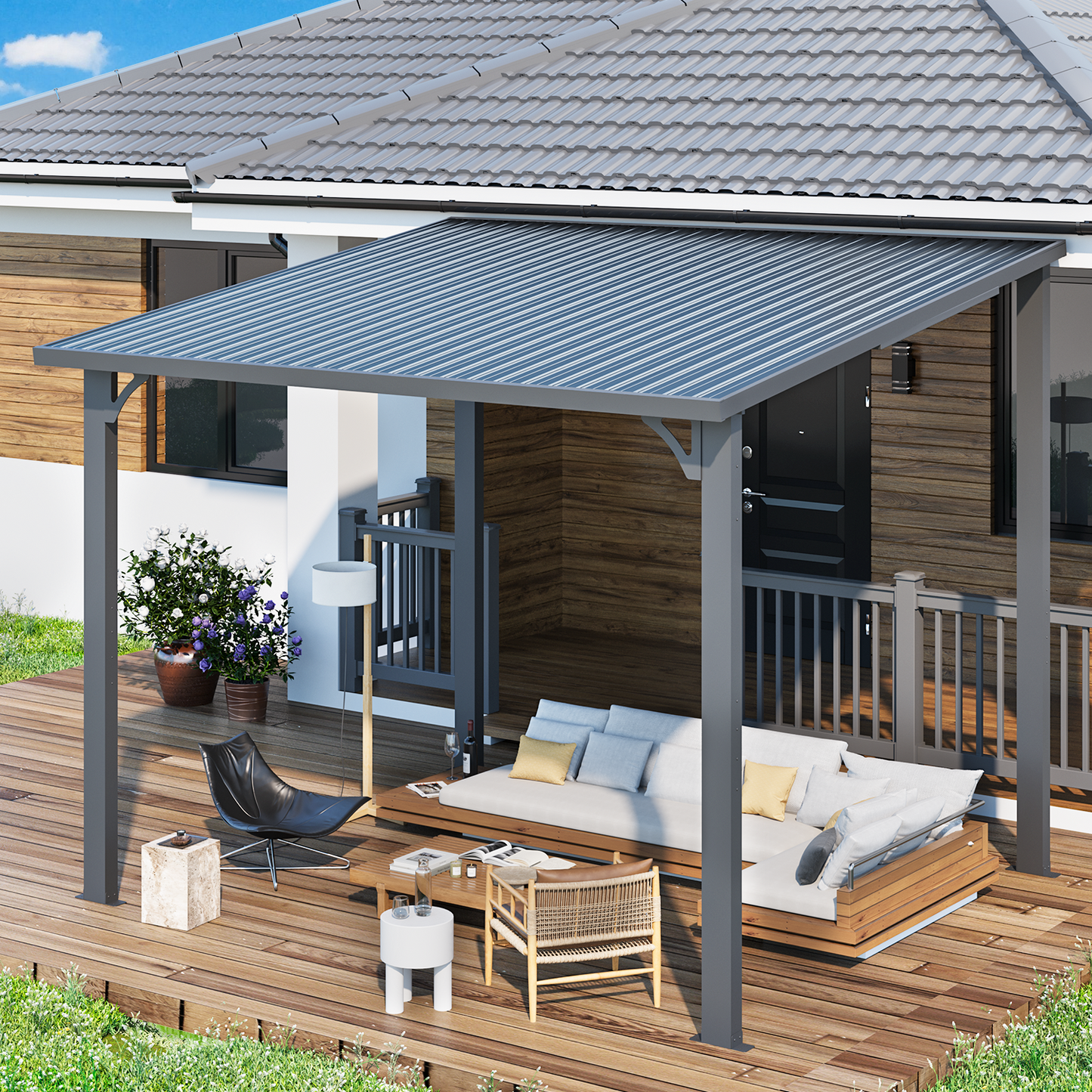 YODOLLA 10x8 Pergola Hardtop Outdoor Gazebo