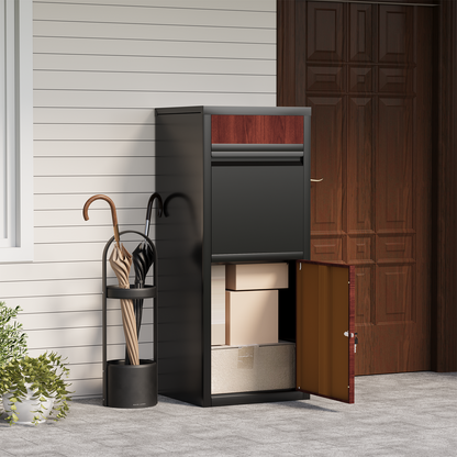 YODOLLA Package Delivery Box for Outside Anti-Theft Parcel Drop Box with Lock, Brown